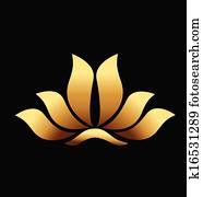 joga, gold, lotusblüte, logo joga, gold, lotusblüte, logo