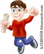 Jumping happy man with diploma Jumping happy man with diploma