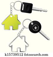 Keys with house shaped keyholders