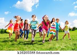 Kids running enjoying summer Kids running enjoying summer