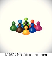 kleurrijke, 3d, groep, van, anders, &, verenigd, mensen, iconen, of, tekens, -, ve