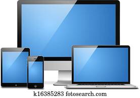 laptop, tabuleta, desktop, móvel