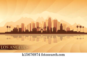 Los Angeles city skyline detailed silhouette Los Angeles city skyline detailed silhouette