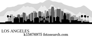 Los Angeles city skyline detailed silhouette Los Angeles city skyline detailed silhouette