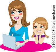 madre, enseñanza, hija