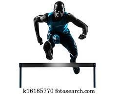 man hurdler runner  silhouette