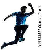 man runner sprinter jogger shouting silhouette