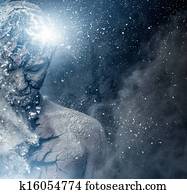 Man with conceptual spiritual body art