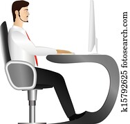 mann, arbeiten, computer., vektor