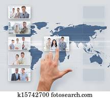 mano, selezione, digitale, interfaccia