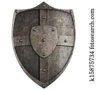 medieval metal shield isolated on white medieval metal shield isolated on white