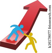 mensen, portie hand, pijl omhoog, 3d