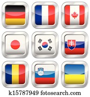 metal square national flags 3