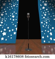 Microphone On Stage Shows Concert Or Talent Show Microphone On Stage Shows Concert Or Talent Show
