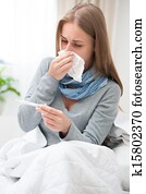 mulher jovem, tendo, um, gelado