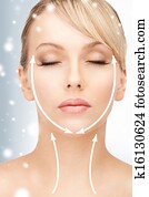 mulher, pronto, para, cirurgia cosmetic