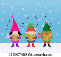 muliticultural, kindern, carolers