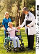 männlicher doktor, gruß, älter, patient