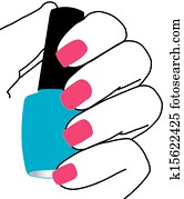 Nails with a nail polish in hand Nails with a nail polish in hand