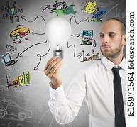 neue idee, von, a, geschäftsmann