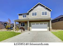 New American home exterior.