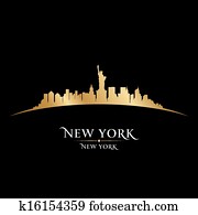 New York city skyline silhouette black background New York city skyline silhouette black background