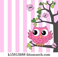 niedlich, klein, rosa, eule niedlich, klein, rosa, eule