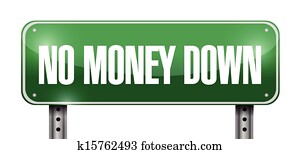 no money down road sign illustration design