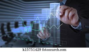 obchodník, robotník, postup, s, najnovší, módny, počítač, a, zalezitost strategy, tak, pojem