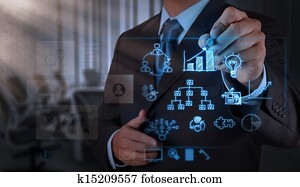 obchodník, robotník, postup, s, najnovší, módny, počítač, a, zalezitost strategy, tak, pojem