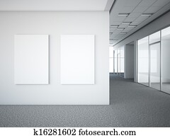office interior with two white frames office interior with two white frames