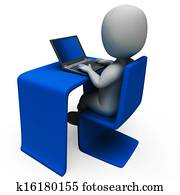 Office Worker And Computer Shows Typing