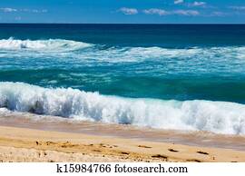 ondas, ligado, praia areia