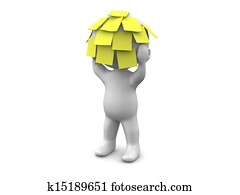 Overwhelmed 3dman with sticky notes