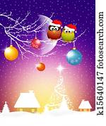 Owls at Christmas Owls at Christmas