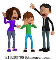 pais, zangado, com, um, criança