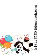panda, e, balões
