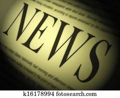 papel notícia, mostra, mídia, jornalismo, jornais, e, manchetes