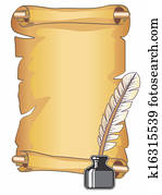 Parchment Scroll and Quill Pen Parchment Scroll and Quill Pen