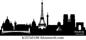 Paris France city skyline vector silhouette Paris France city skyline vector silhouette