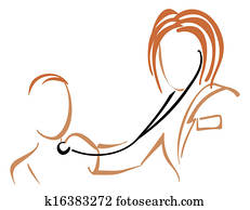 pediatra, com, estetoscópio