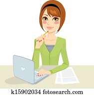 Pensive Brunette Secretary Pensive Brunette Secretary