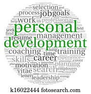 Personal development and career concept in word tag cloud on white Personal development and career concept in word tag cloud on white