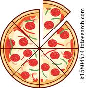 pizza illustration with a slice pizza illustration with a slice