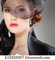 Portrait beautiful  girl in retro style