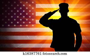 Proud saluting male army soldier on american flag background Proud saluting male army soldier on american flag background
