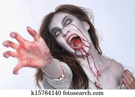 Psychotic Bleeding Woman in a Horror Themed Image Psychotic Bleeding Woman in a Horror Themed Image