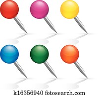 Pushpin icons. Pins set. Isolated on white.