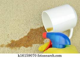 putzen, a, befleckt, teppich