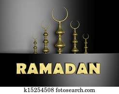 Ramadan, fundo, com, meia lua, símbolo